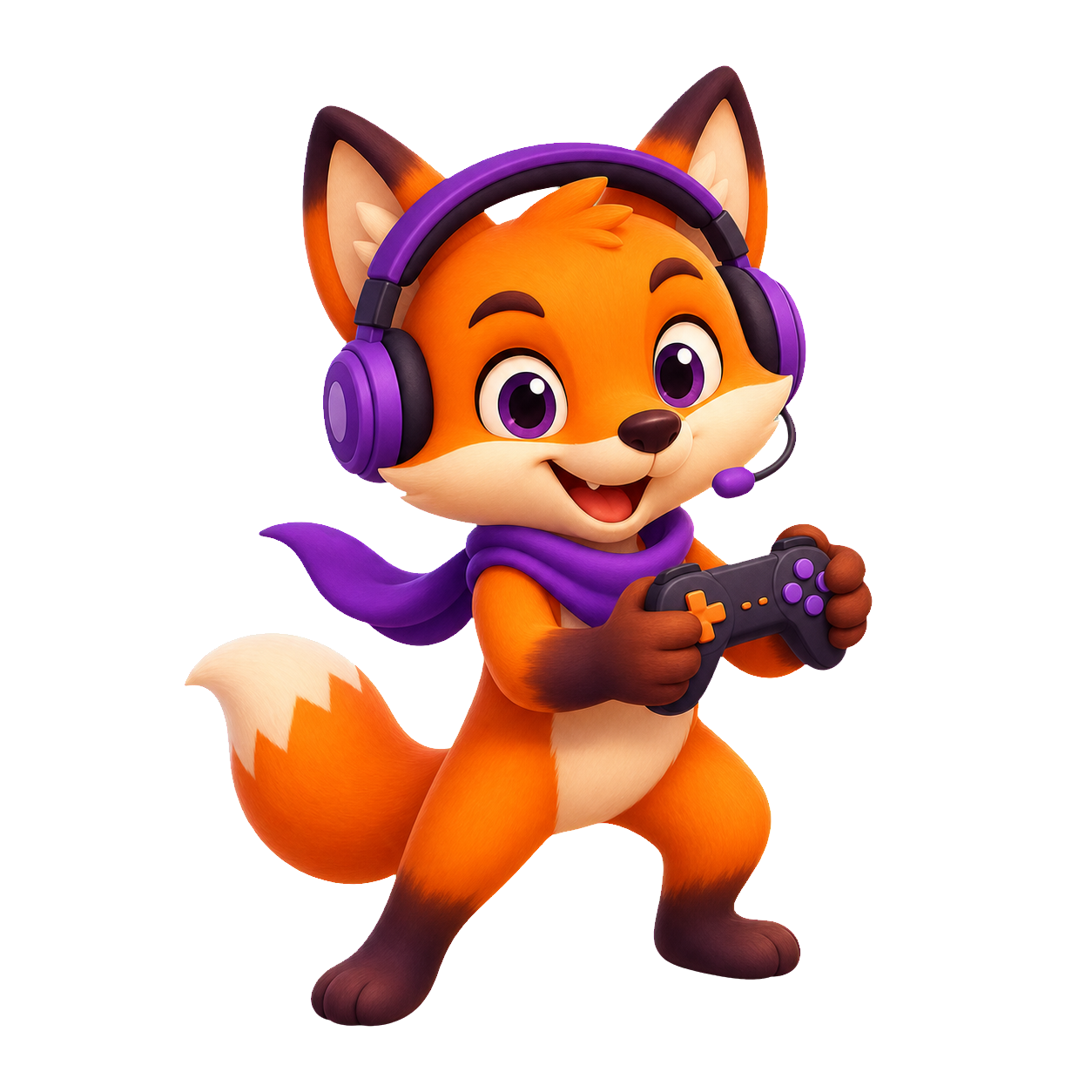 NymFox fox mascot wearing a headset for gaming names on the Valorant Name Generator page